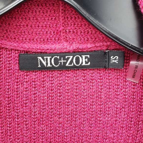 Nic & Zoe Open Front Cozy Knit Cardigan -Dark Pink - Picture 5 of 8